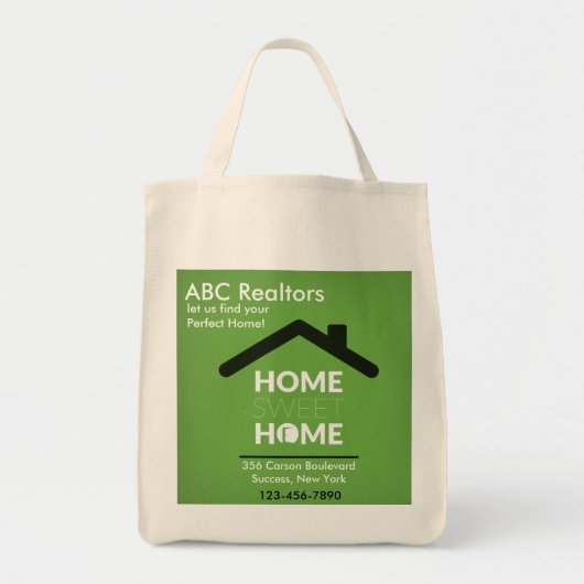 Green Home Sweet Home Grocery Tote Tote Bag (Voorkant)