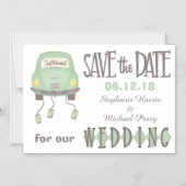 Green Honeymoon Car Save the Date Wedding Magnetische Uitnodiging (Voorkant)