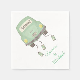 Green Honeymoon Car Wedding Servetten