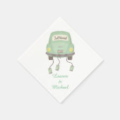 Green Honeymoon Car Wedding Servetten (Hoek)