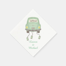 Green Honeymoon Car Wedding Servetten