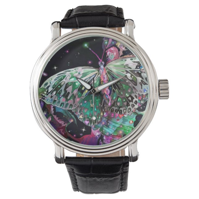Green Hope Butterfly Horloge (Voorkant)