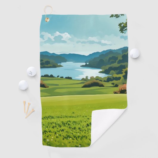 Green Horizons, Blue Skies, Pure Golf Bliss Golfhanddoek (Insitu)