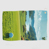 Green Horizons, Blue Skies, Pure Golf Bliss Golfhanddoek (Horizontaal)