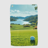 Green Horizons, Blue Skies, Pure Golf Bliss Golfhanddoek (Voorkant)