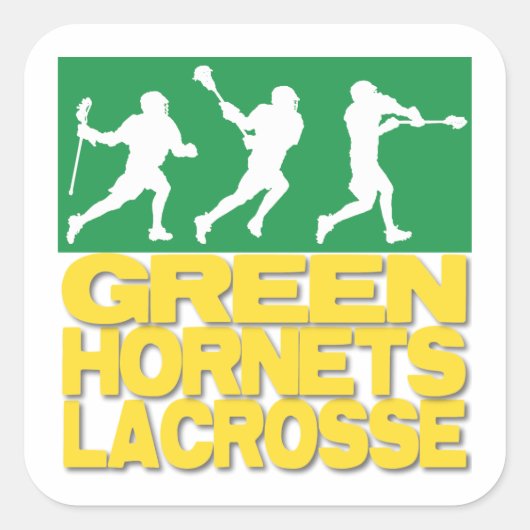 Green Hornets Lacrosse Vierkante Sticker (Voorkant)