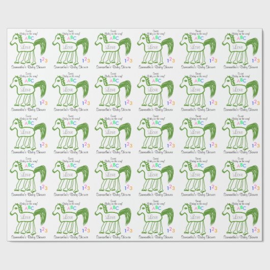 Green Horse Whimsical Baby shower Cadeaupapier (Vlak)