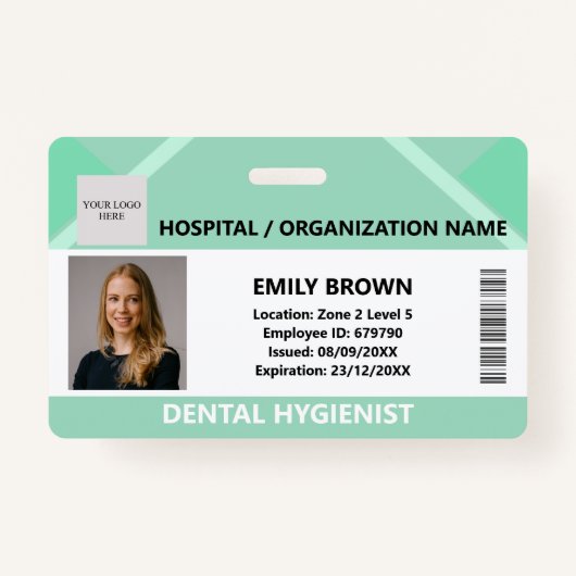 Green Hospital Doctor Nurse Care Security Photo ID Badge (Voorkant)