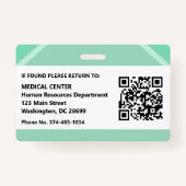 Green Hospital Doctor Nurse Care Security Photo ID Badge (Achterkant)