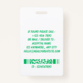 Green Hospital Employee Name ID Badge (Achterkant)