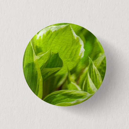 Green Hosta Leaves Ronde Button 3,2 Cm (Voorkant)