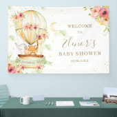 Green Hot Air Ballon Animal Baby shower Spandoek (Beurs)