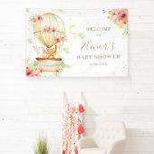 Green Hot Air Ballon Animal Baby shower Spandoek (Insitu)