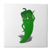 Green Hot Pepper Diva Tegel Tegeltje (Voorkant)