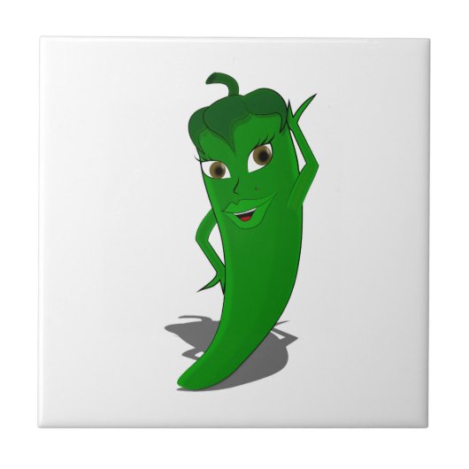 Green Hot Pepper Diva Tegel Tegeltje (Voorkant)