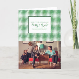 Green Houndstooth Holiday-fotokaart Feestdagen Kaart