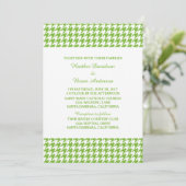 Green Houndstooth Wedding Invite Kaart (Staand voorkant)