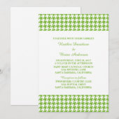 Green Houndstooth Wedding Invite Kaart (Voorkant / Achterkant)