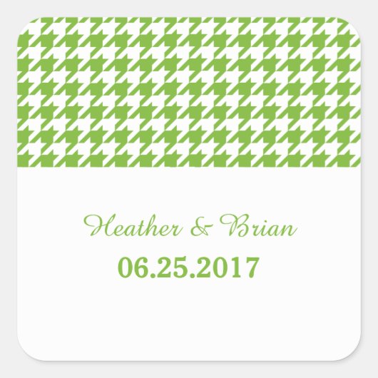 Green Houndstooth Wedding Stickers (Voorkant)