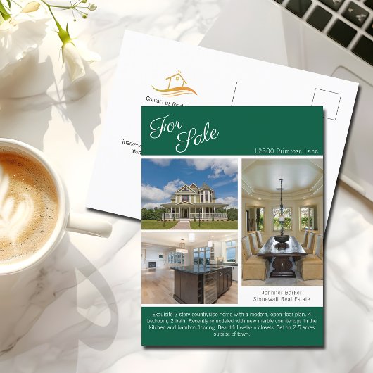 Green House For Sale Real Estate Listing Briefkaart