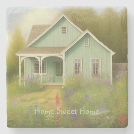 Green House Housewarming Stenen Onderzetter (Voorkant)