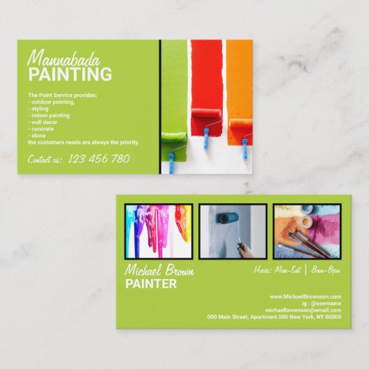 Green House Interior Wall Painting Service Visitekaartje (Voorkant / Achterkant)