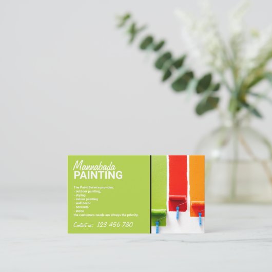 Green House Interior Wall Painting Service Visitekaartje (Staand voorkant)