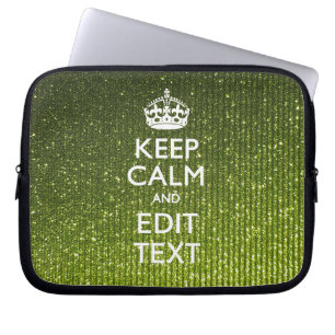 Green Hue Keep Calm Jouw tekst Laptop Sleeve