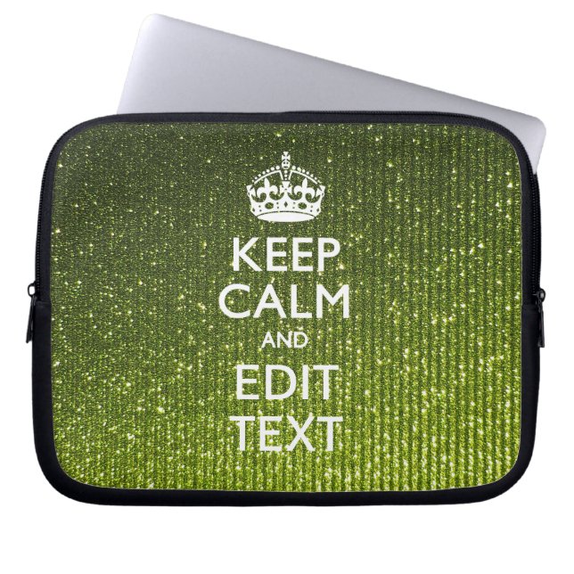 Green Hue Keep Calm Jouw tekst Laptop Sleeve (Voorkant)