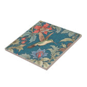 Green Hummingbird Bird William Morris stijl rechts Tegeltje (Zijkant)