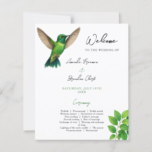 Green Hummingbird Leafy Botanical Border Wedding (Voorkant)