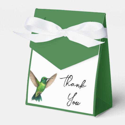 Green Hummingbird Leafy Botanical Border Wedding Bedankdoosjes (Voorkant Zijde)