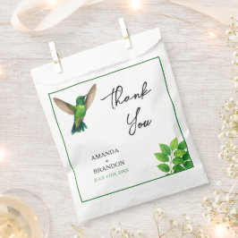 Green Hummingbird Leafy Botanical Border Wedding Bedankzakje
