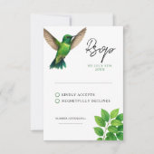 Green Hummingbird Leafy Botanical Border Wedding RSVP Kaartje (Voorkant)