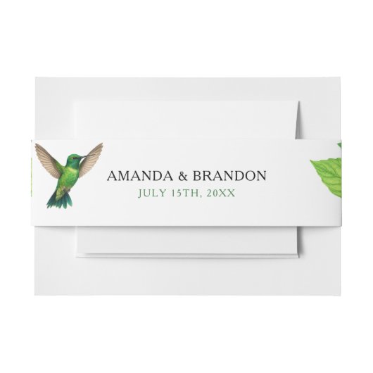 Green Hummingbird Leafy Botanical Border Wedding Uitnodigingen Wikkel (Voorkant Voorbeeld)
