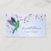 Green Hummingbird Pink Cherry Blossom Visitekaartje (Voorkant)