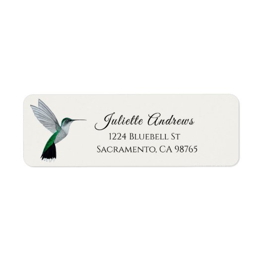 Green Hummingbird Return Address Label (Voorkant)
