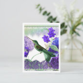 Green Hummingbird with flowers, lace, pearls Briefkaart (Staand voorkant)