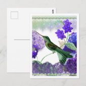 Green Hummingbird with flowers, lace, pearls Briefkaart (Voorkant / Achterkant)