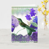 Green Hummingbird with flowers, lace, pearls card Kaart (Gele Bloem)