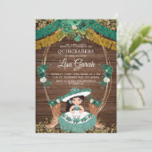 Green Hunter Mexican Boot Charra Mis Quince Kaart (Staand voorkant)