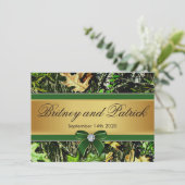 Green Hunting Thmed Camo Wedding Invitations Kaart (Staand voorkant)