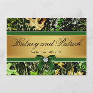 Green Hunting Thmed Camo Wedding Invitations Kaart