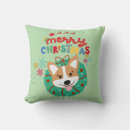 Green Husky-thema Vrolijk kerstkussen Kussen