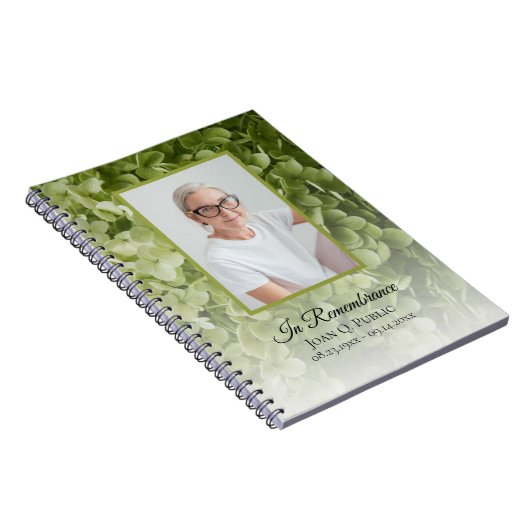 Green Hydrangea Bloemenbegrafenis Memorial Gastenb Notitieboek (Rechterzijde)