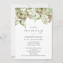 Green Hydrangea Celebration of Life Invitations Kaart