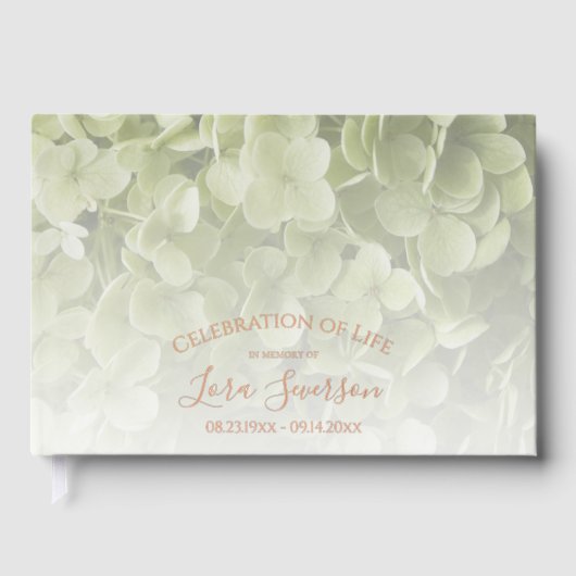 Green Hydrangea Celebration of Life Memorial Gastenboek (Voorkant)