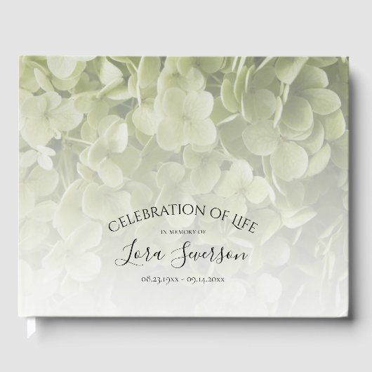 Green Hydrangea Celebration of Life Memorial Gastenboek (Voorkant)