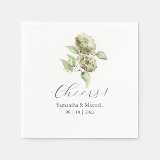 Green Hydrangea Cocktail Napkins Servet (Voorkant)