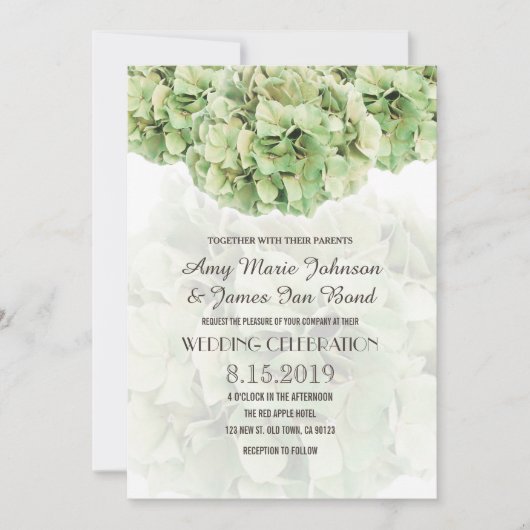 Green Hydrangea Floral Spring Garden Wedding Kaart (Voorkant)